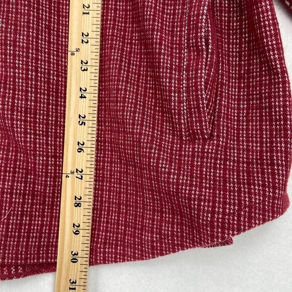 White Birch Flannel Shirt Jacket Size L Red Plaid shacket Stretch Button Up - Picture 10 of 12